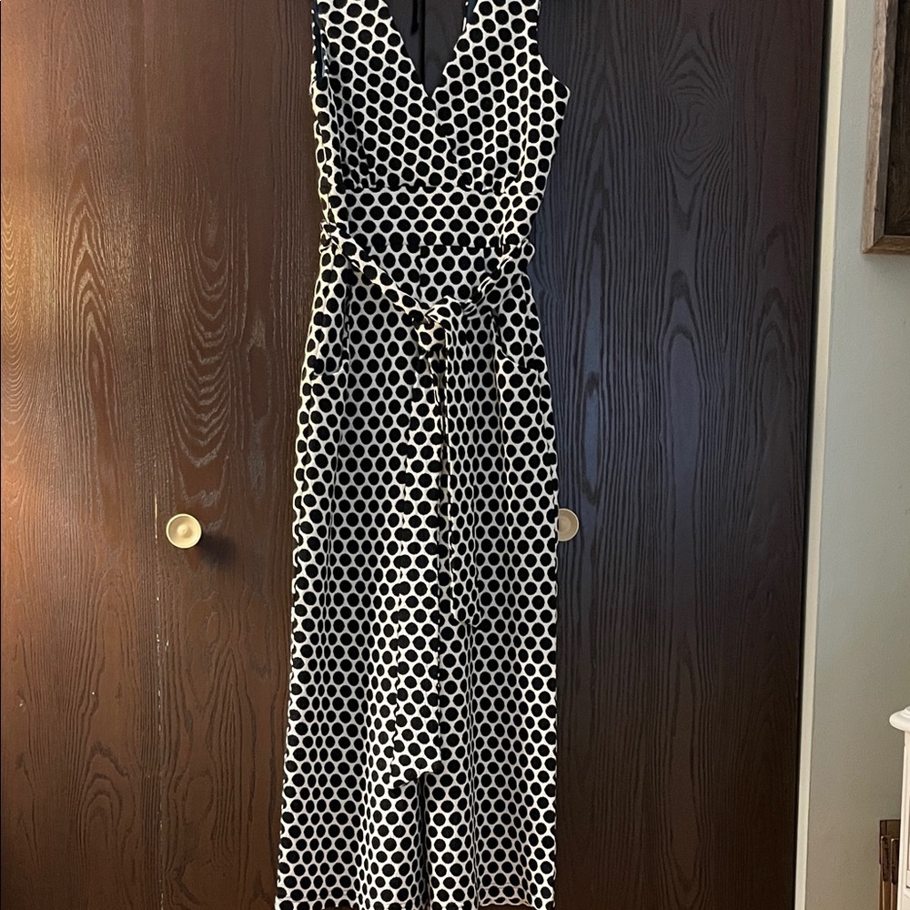 Anthropology Eva Franco sleeveless white with black polka dots jumpsuit. XS